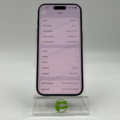 Unlocked Apple iPhone 15 Pro 128GB Blue MTQQ3LL/A