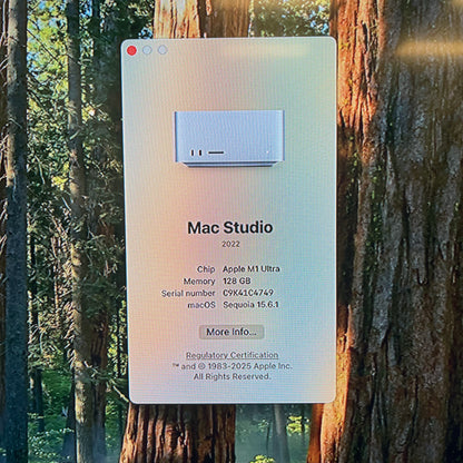 2022 Apple Mac Studio M1 Ultra 3.2GHz 128GB RAM 4TB SSD Silver A2615