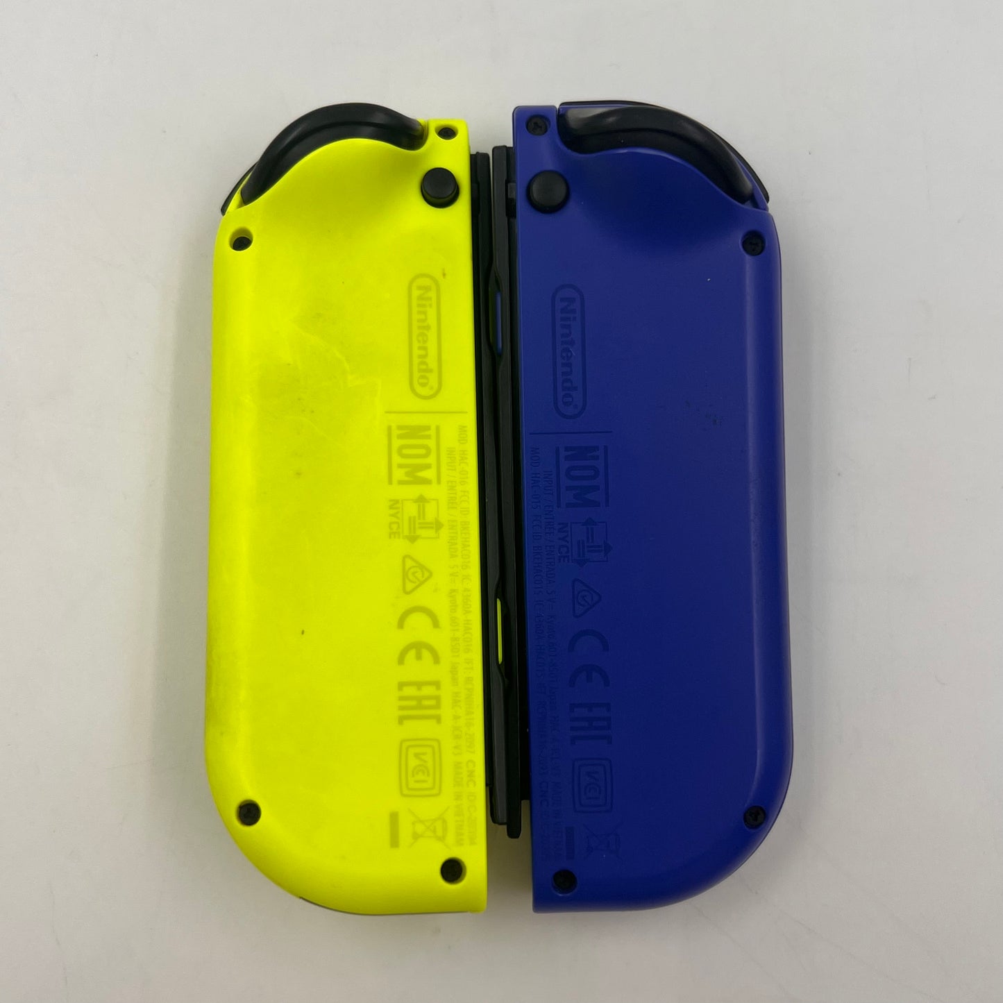 Nintendo Switch Joy-Cons Pair Wireless Controller HAC-015/HAC-016 Blue/Neon Yellow with Straps