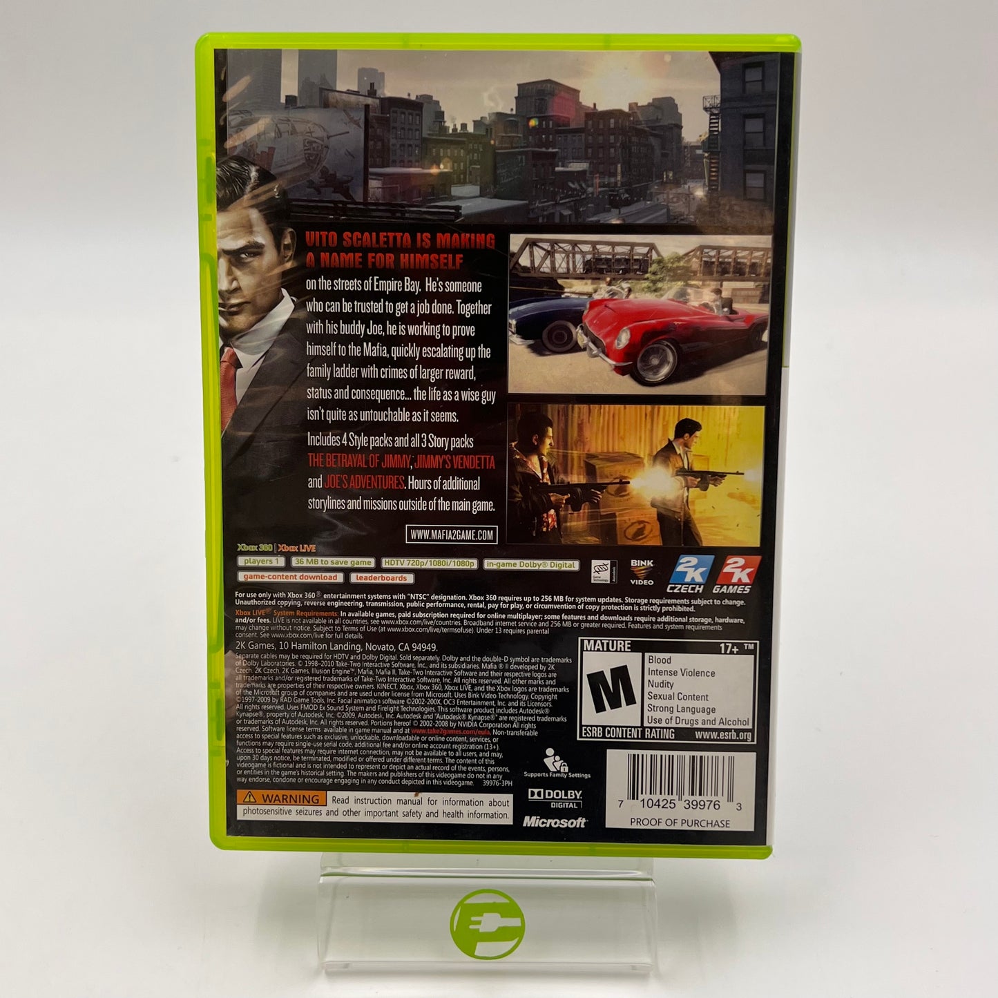 Mafia II (Microsoft Xbox 360, 2010) with Map and Manual