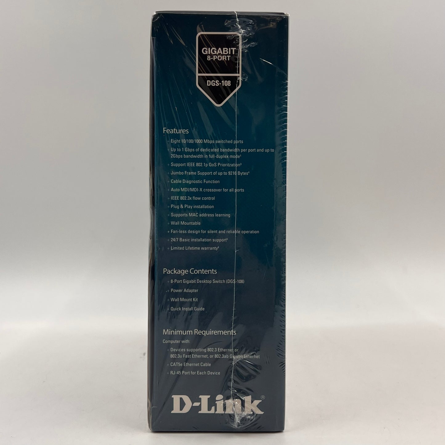 New D-Link 8-Port Gigabit Ethernet Switch DGS-108 Unclaimed