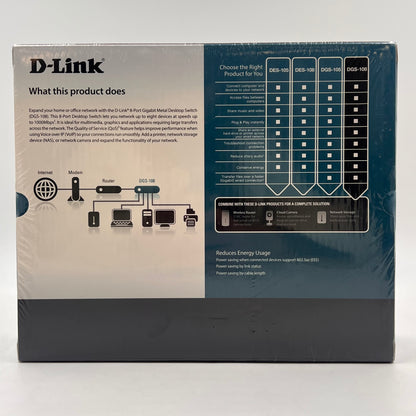 New D-Link 8-Port Gigabit Ethernet Switch DGS-108 Unclaimed