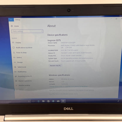 Dell Inspiron 5575 P75F 15.6" Ryzen 5 2500U 2.0GHz 8GB RAM 1TB SSD