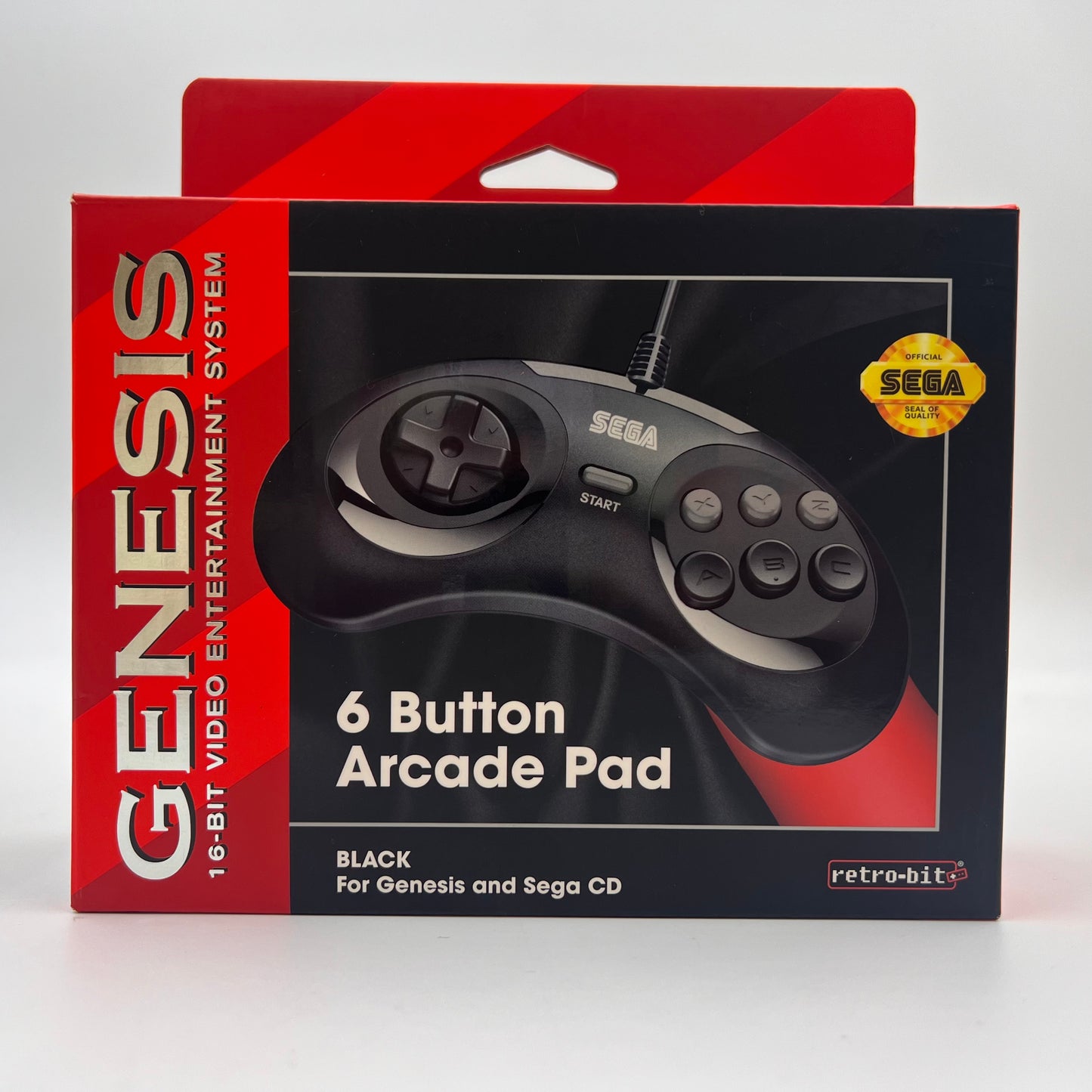 New Sega Genesis 6 Button Controller Black RB-SGA-001