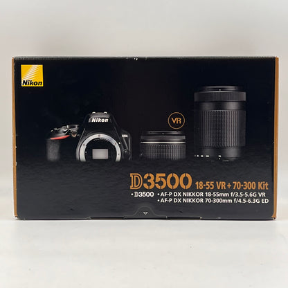 Nikon D3500 24.2MP Digital DSLR Camera With 18-55mm 70-300mm Lens Kit 5902 Count